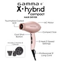 Gamma+ X-Hybrid Compact AC Hair Dryer - Rose Gold